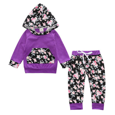 ملابس الأطفال الجديدة المتوسطة والصغيرة للأطفال في الخريف مجموعة من قطعتين من الأزهار - سوق وان جملة