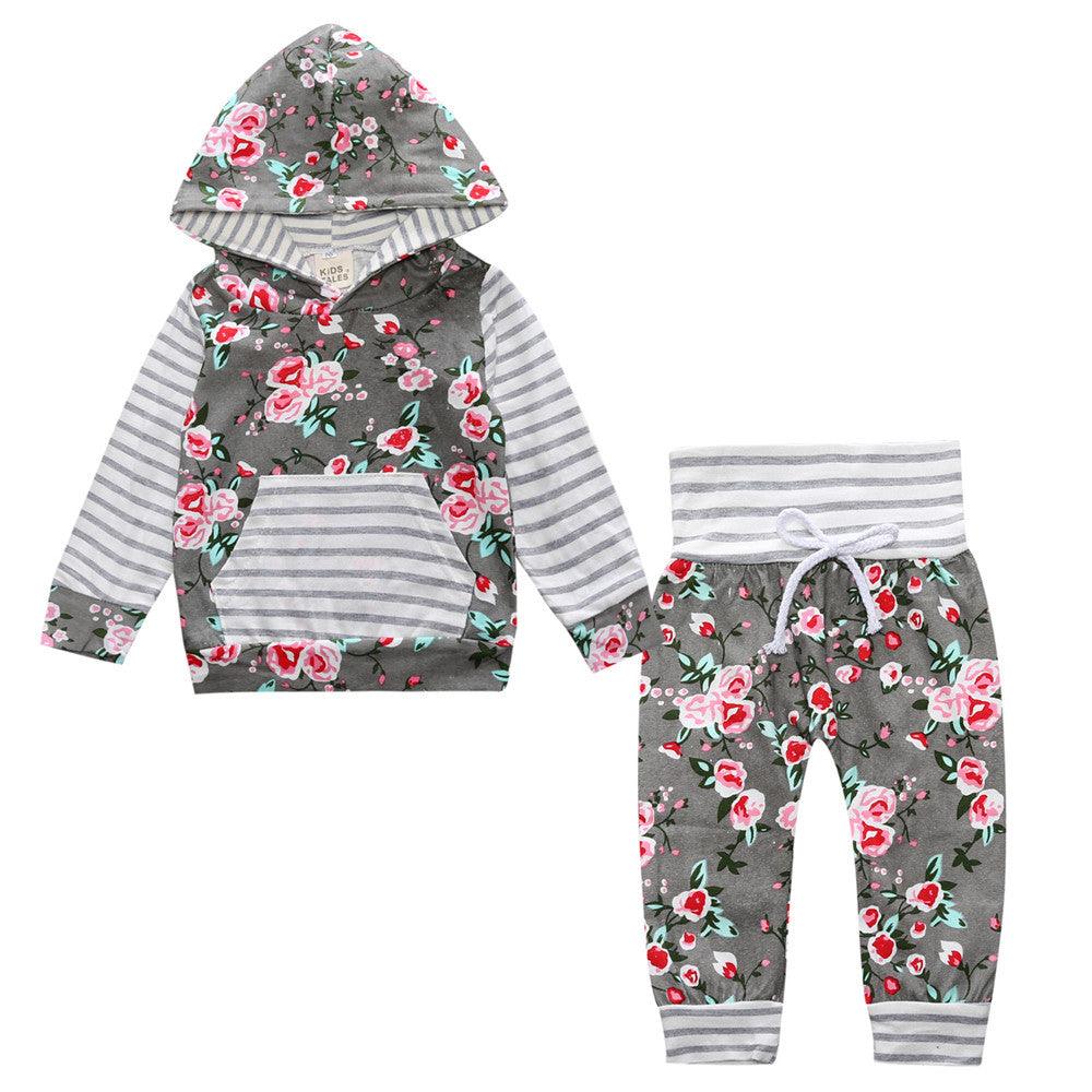 ملابس الأطفال الجديدة المتوسطة والصغيرة للأطفال في الخريف مجموعة من قطعتين من الأزهار - سوق وان جملة