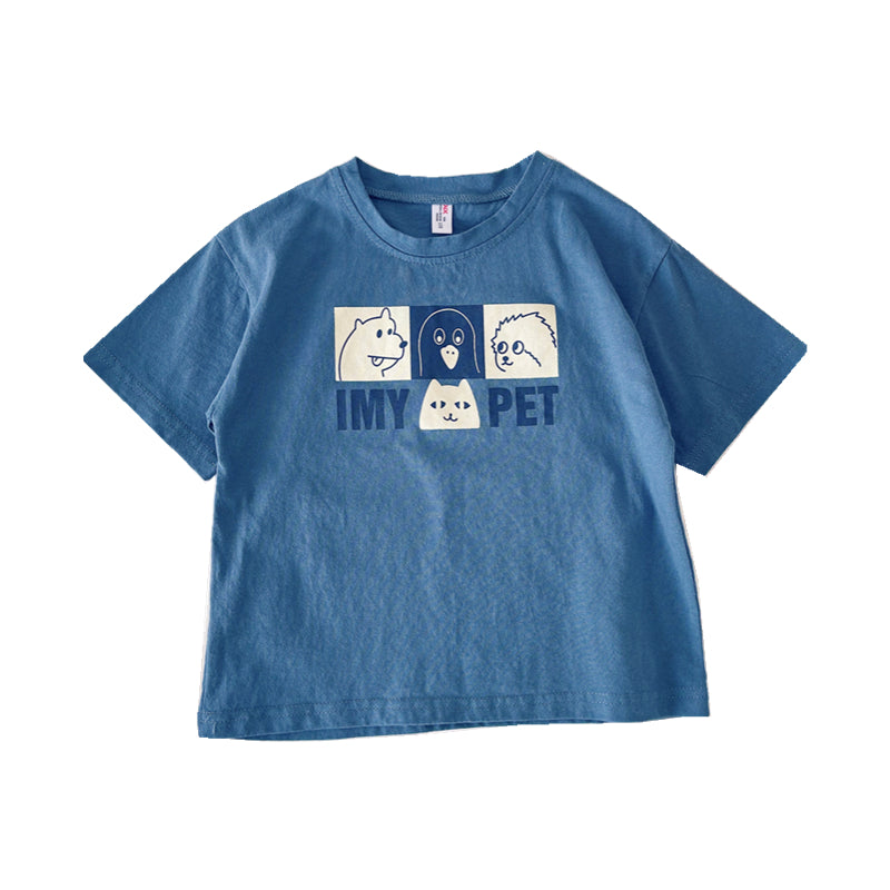 قميص ملابس الأطفال بأكمام قصيرة مع طباعة حرف - سوق وان جملة