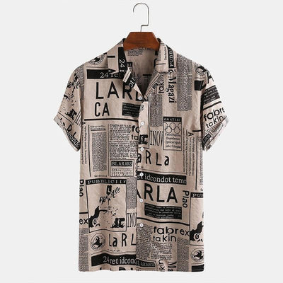 قمصان رجالية خمر صحيفة طباعة قميص هاواي صيفي - سوق وان جملة
