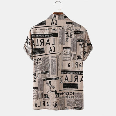 قمصان رجالية خمر صحيفة طباعة قميص هاواي صيفي - سوق وان جملة