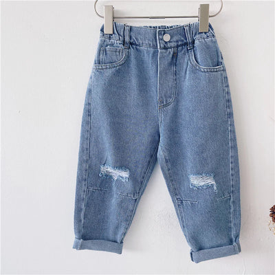 سروال جينز ممزق فضفاض للاطفال - سوق وان جملة