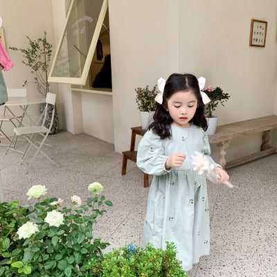 فستان أميرة من القطن المطرز بالزهور للفتيات الصغيرات - سوق وان جملة