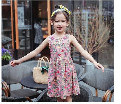 فستان حريري قطني متعدد الألوان بطبعة كورية فستان الأميرة للفتيات - سوق وان جملة