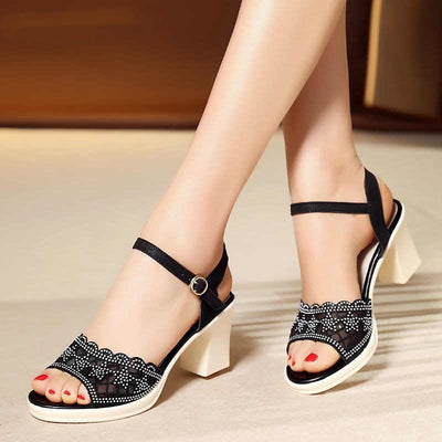 أحذية رومانية بكعب سميك للنساء - سوق وان جملة