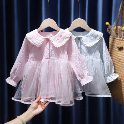 فستان من القطن المنقوش على الطراز الكوري للأطفال - سوق وان جملة