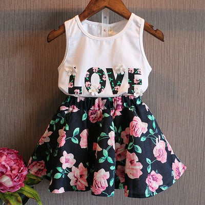 فستان مطبوع بالازهار للأطفال الفتيات - سوق وان جملة