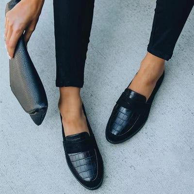 أحذية جلدية سوداء نقية مريحة لجميع السيدات - سوق وان جملة