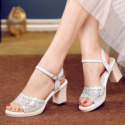 أحذية رومانية بكعب سميك للنساء - سوق وان جملة