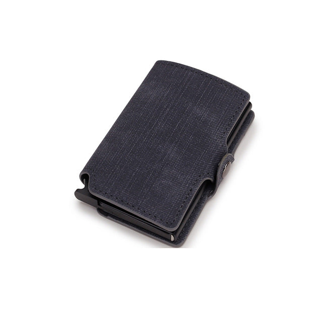 صندوق مزدوج معدني أوتوماتيكي لحقيبة البطاقات، محفظة من سبائك الألومنيوم - سوق وان جملة