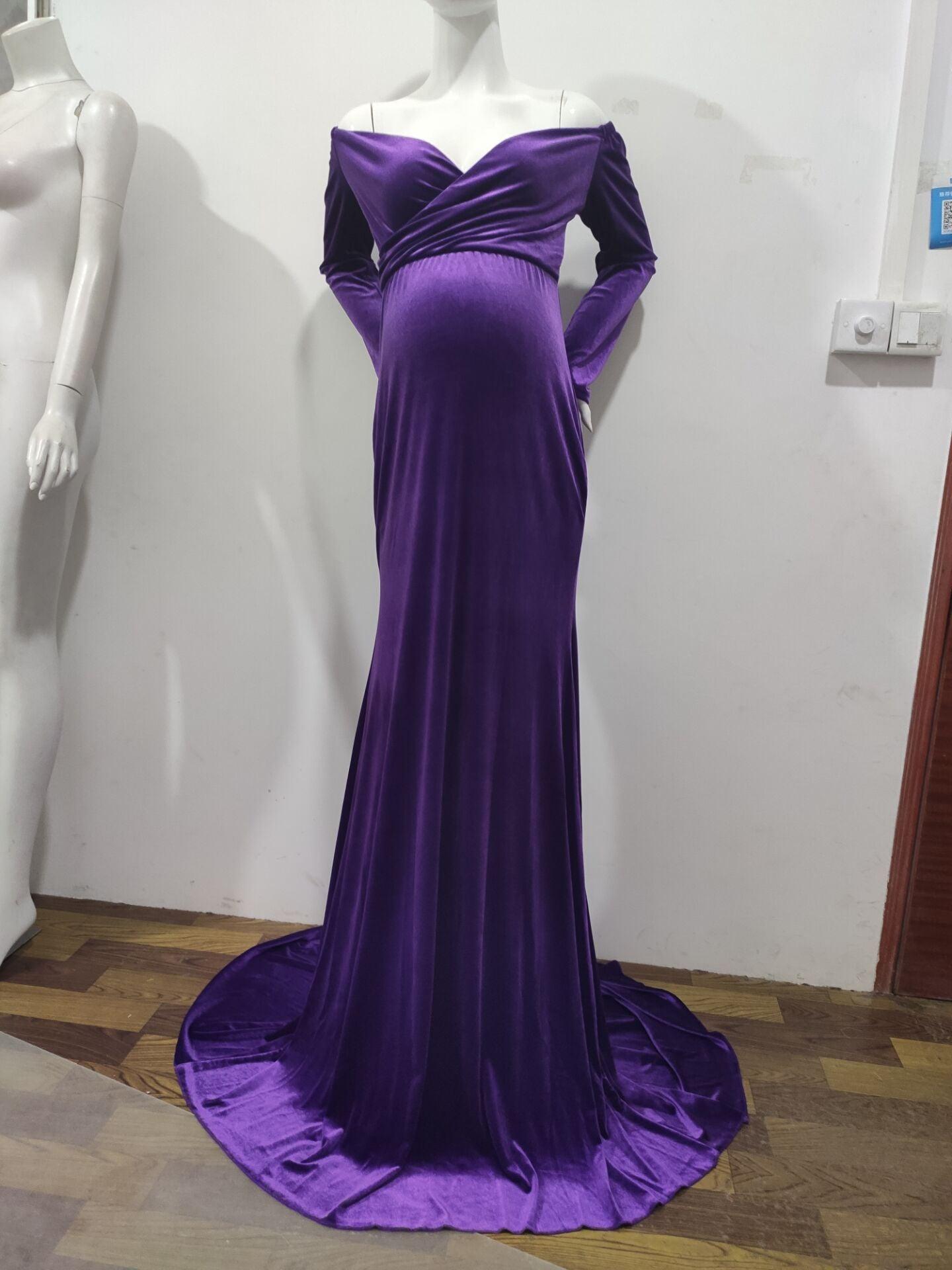 فستان تصوير برقبة V وذيل طويل للقفزات - سوق وان جملة