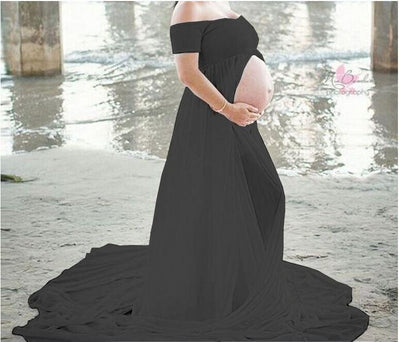 فستان الأمومة الأنيق ذو الشق الأمامي للتصوير - سوق وان جملة